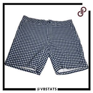 Sperry Men's Gingham Checked Flat Front Stretch‎ Casual Shorts Navy Size 36